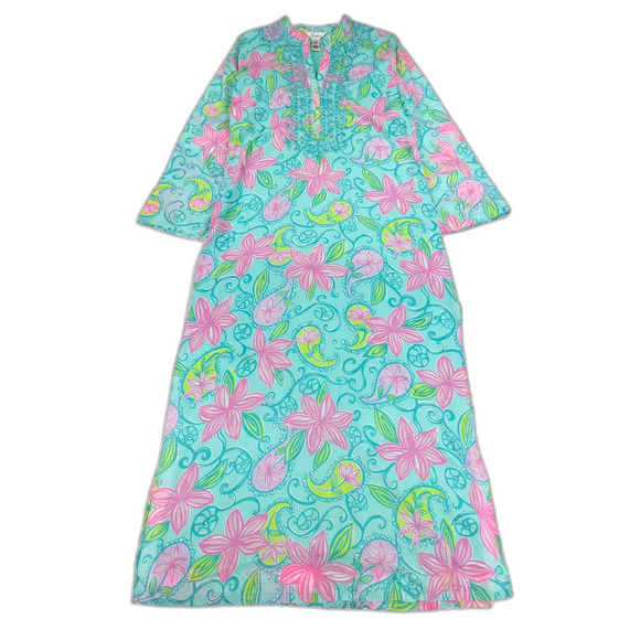 LILLY PULITZER Blis Caftan Lazy Paisley Bell Sleeve Tunic Maxi Dress Resort Boho - Picture 6 of 6